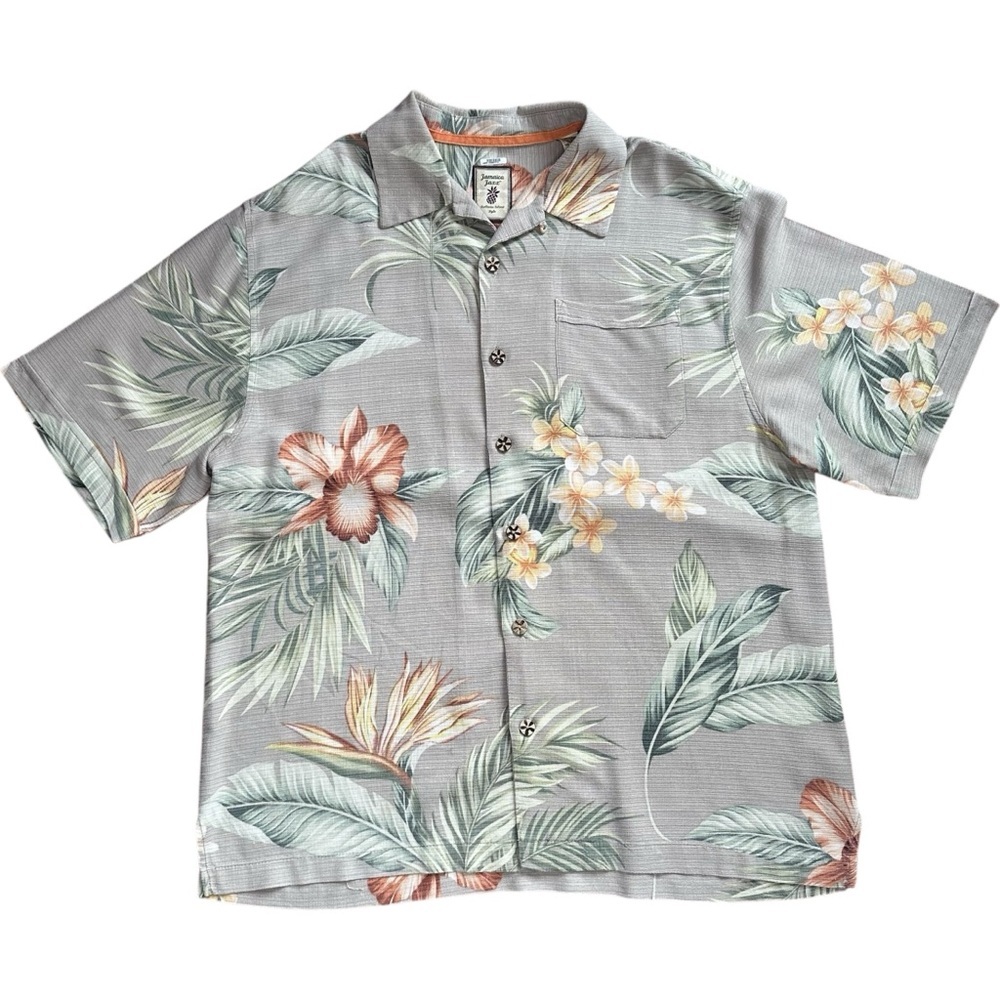 Jamaica Jaxx Men’s Short-Sleeve Silk Hawaiian Shirt – Size Medium